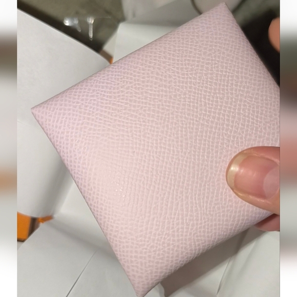 Hermes Bastia Change Purse In Epsom Calfskin Leather Mauve Pale
